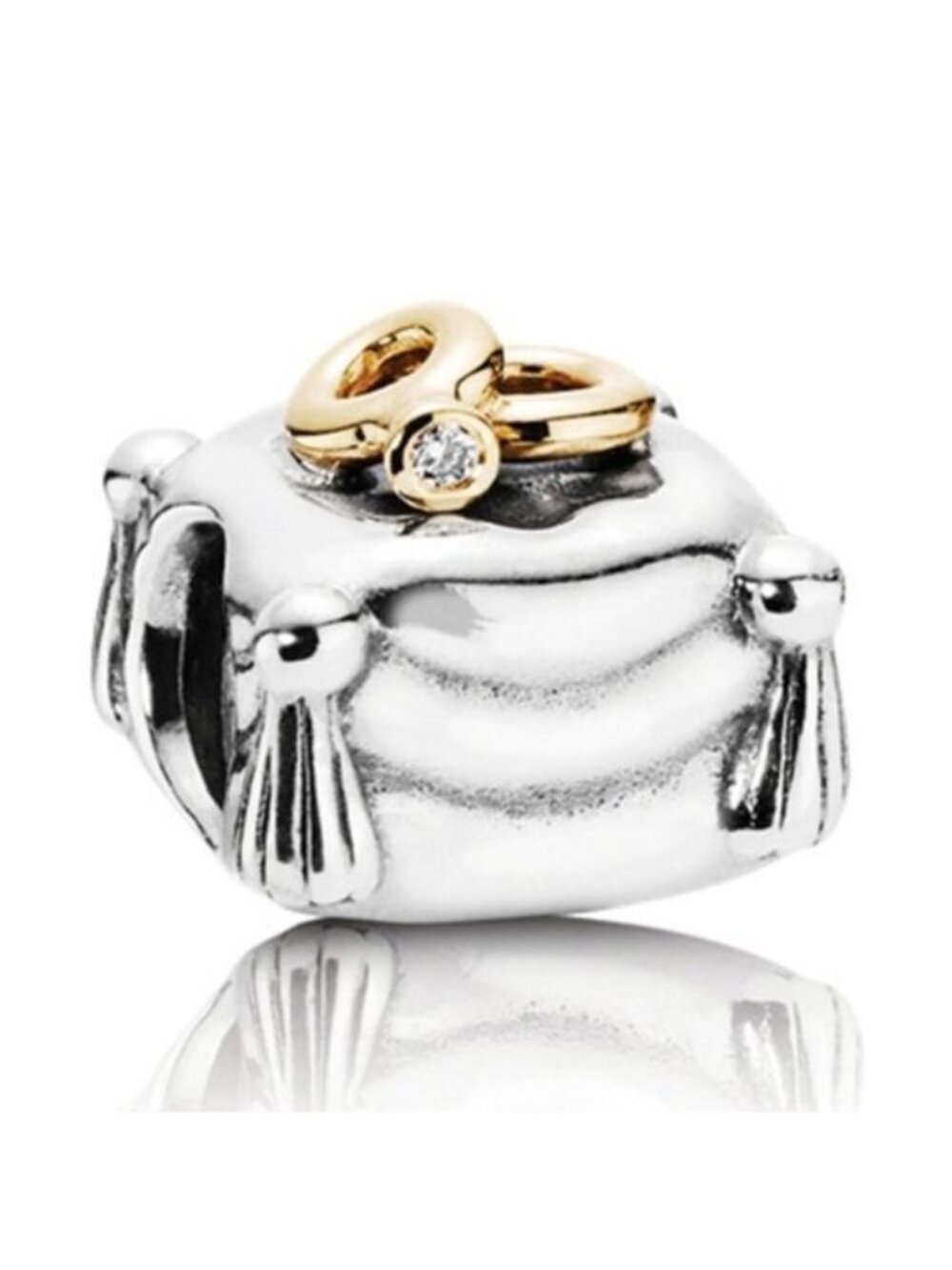 Pandora Sterling Silver and 14K Gold Romantic Union Wedding Pillow Bead -790549D